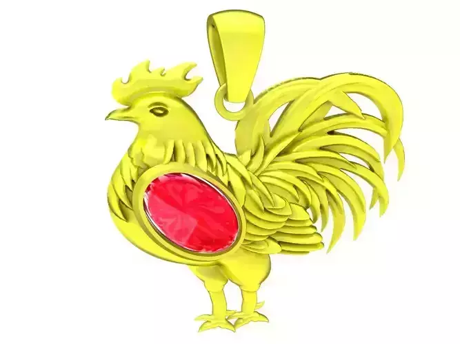 zodiac oval ruby rooster pendant 4592 3D print model