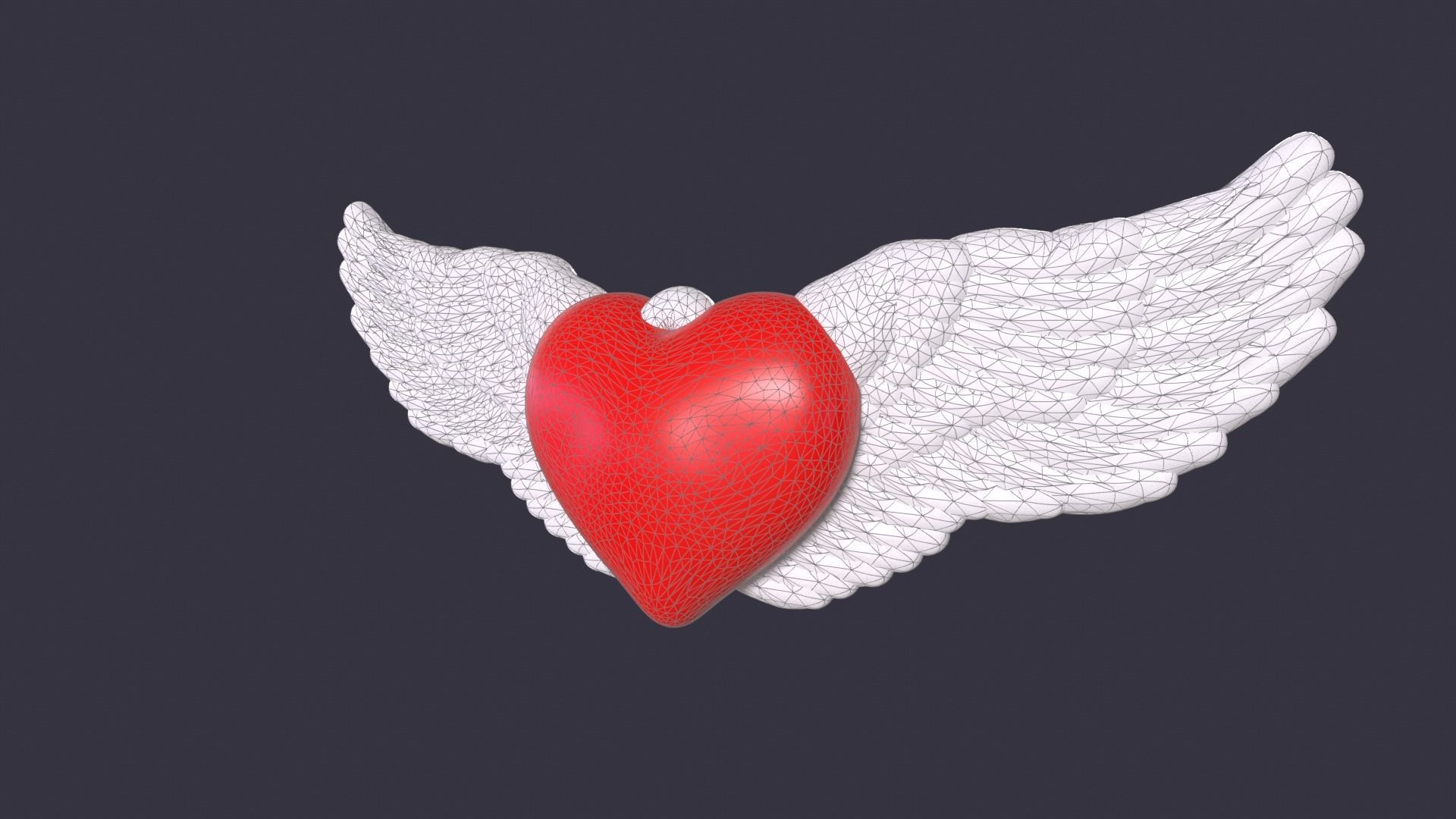 Wings Heart Free 3D model_6