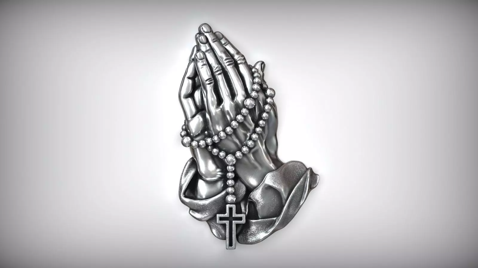 Pray Hand Holy Rosary Cross Christian Catholic Amulet 3D print model_0