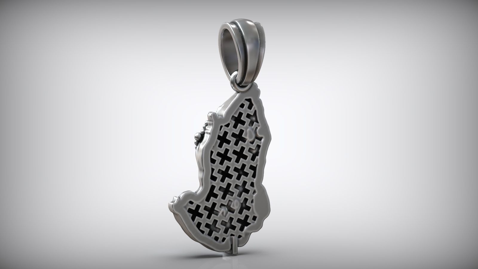 Pray Hand Holy Rosary Cross Christian Catholic Amulet 3D print model_2