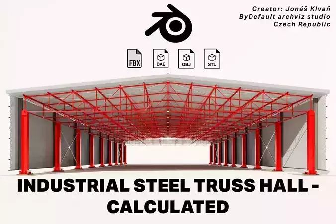 Industrial steel truss hall - calculated