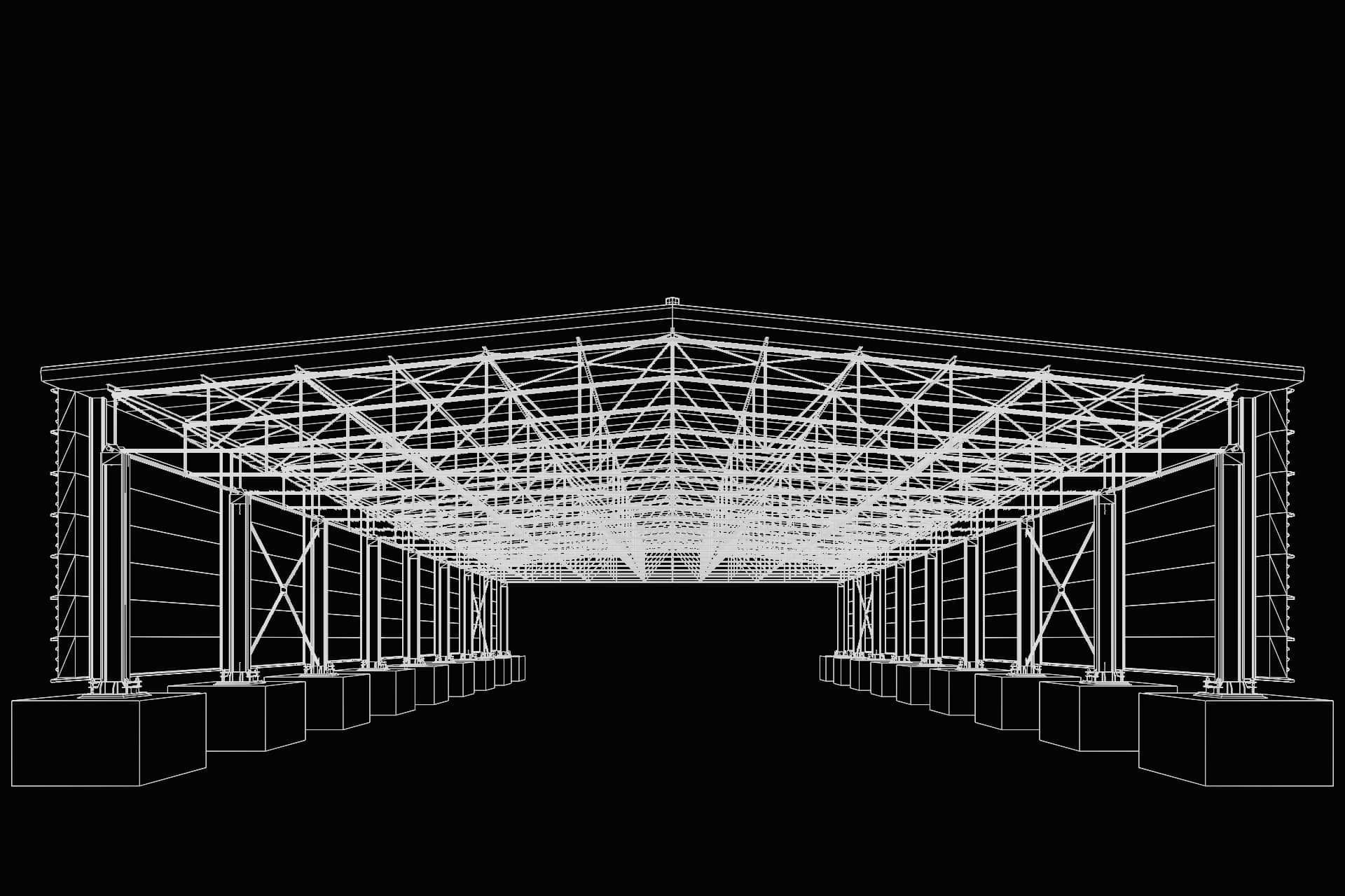 Industrial steel truss hall - calculated 3D model_4