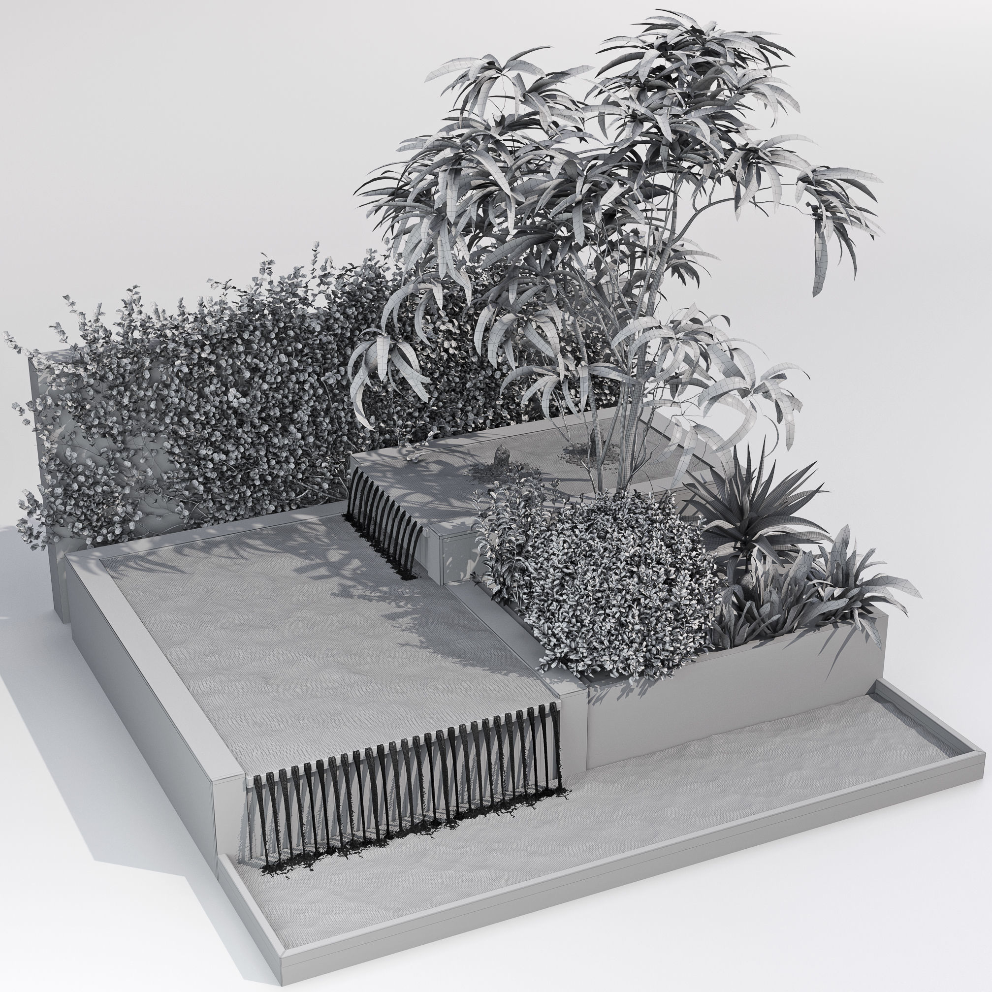 Water Ponds With Plants and Fish 3D model_5