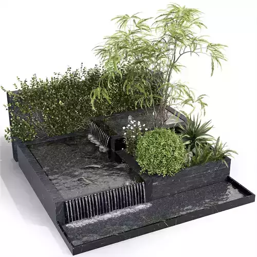 Water Ponds With Plants and Fish 3D model