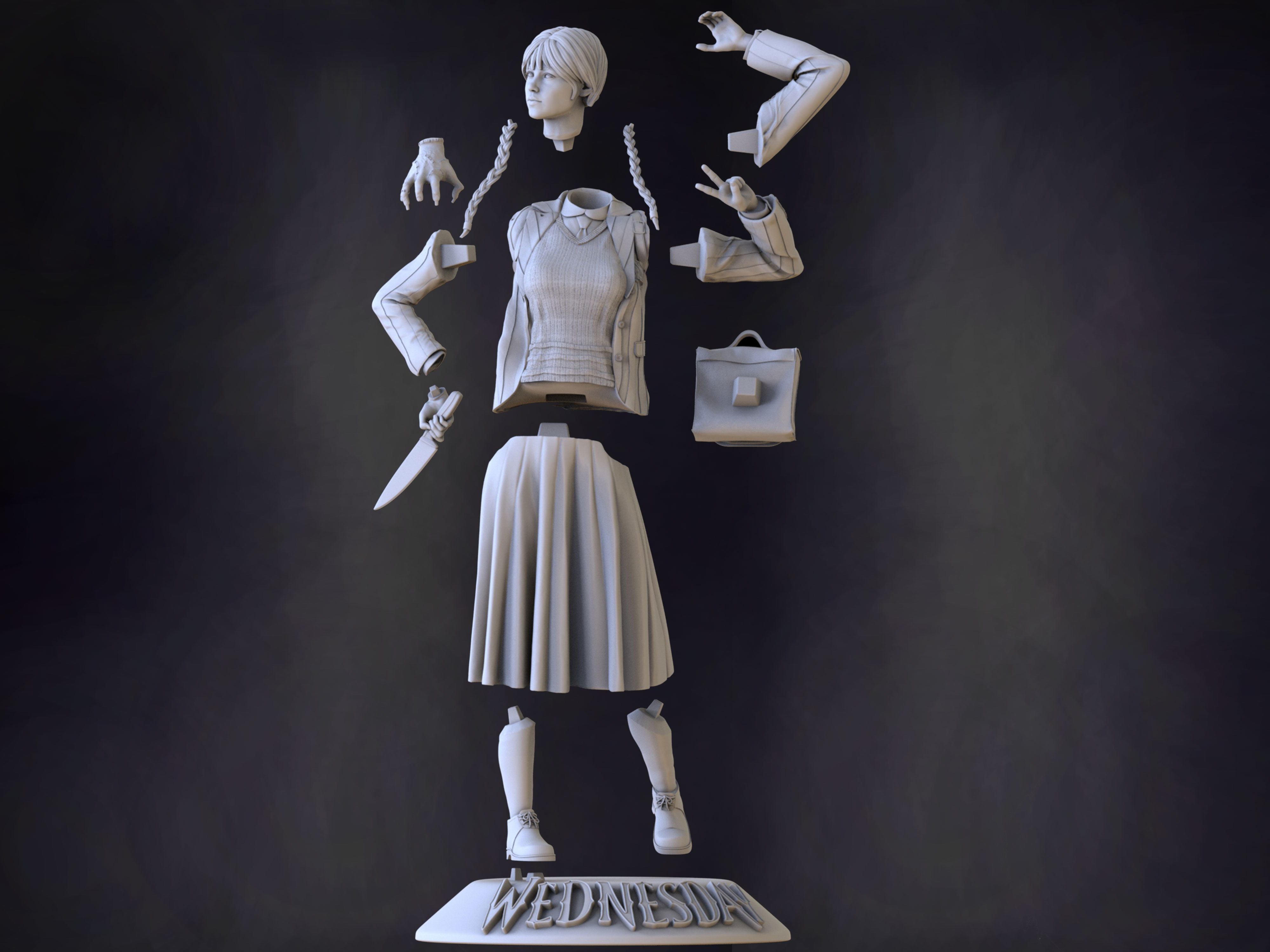 wednesday addams 3D print model_2