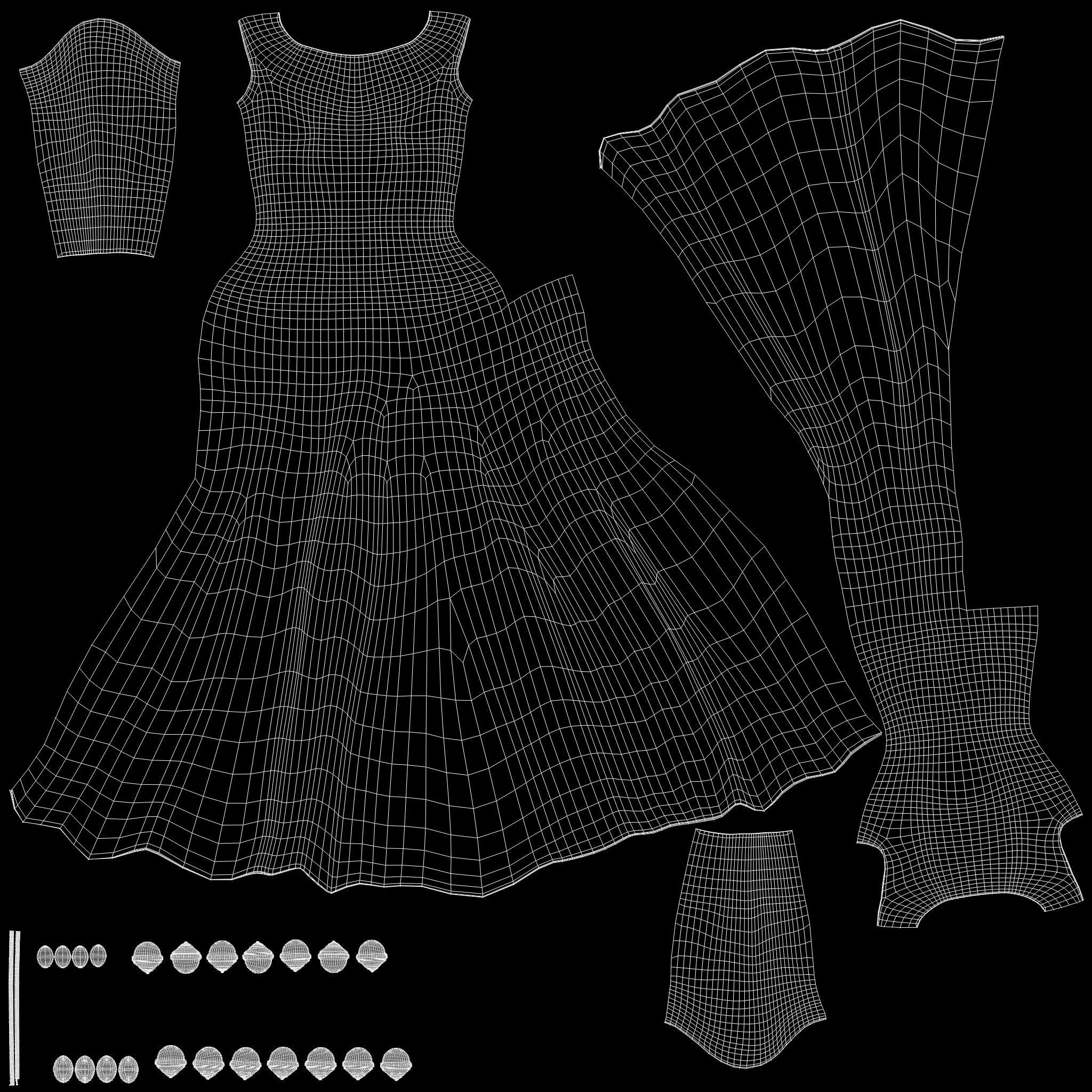 Long Sleeves Evening Dress With Sequin Embroidery With Necklace Low-poly 3D model_13