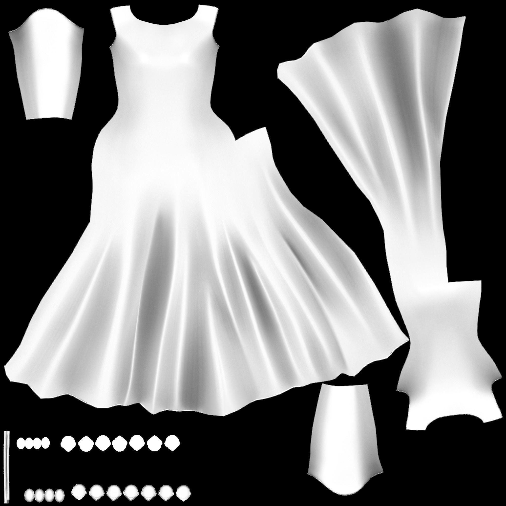 Long Sleeves Evening Dress With Sequin Embroidery With Necklace Low-poly 3D model_12