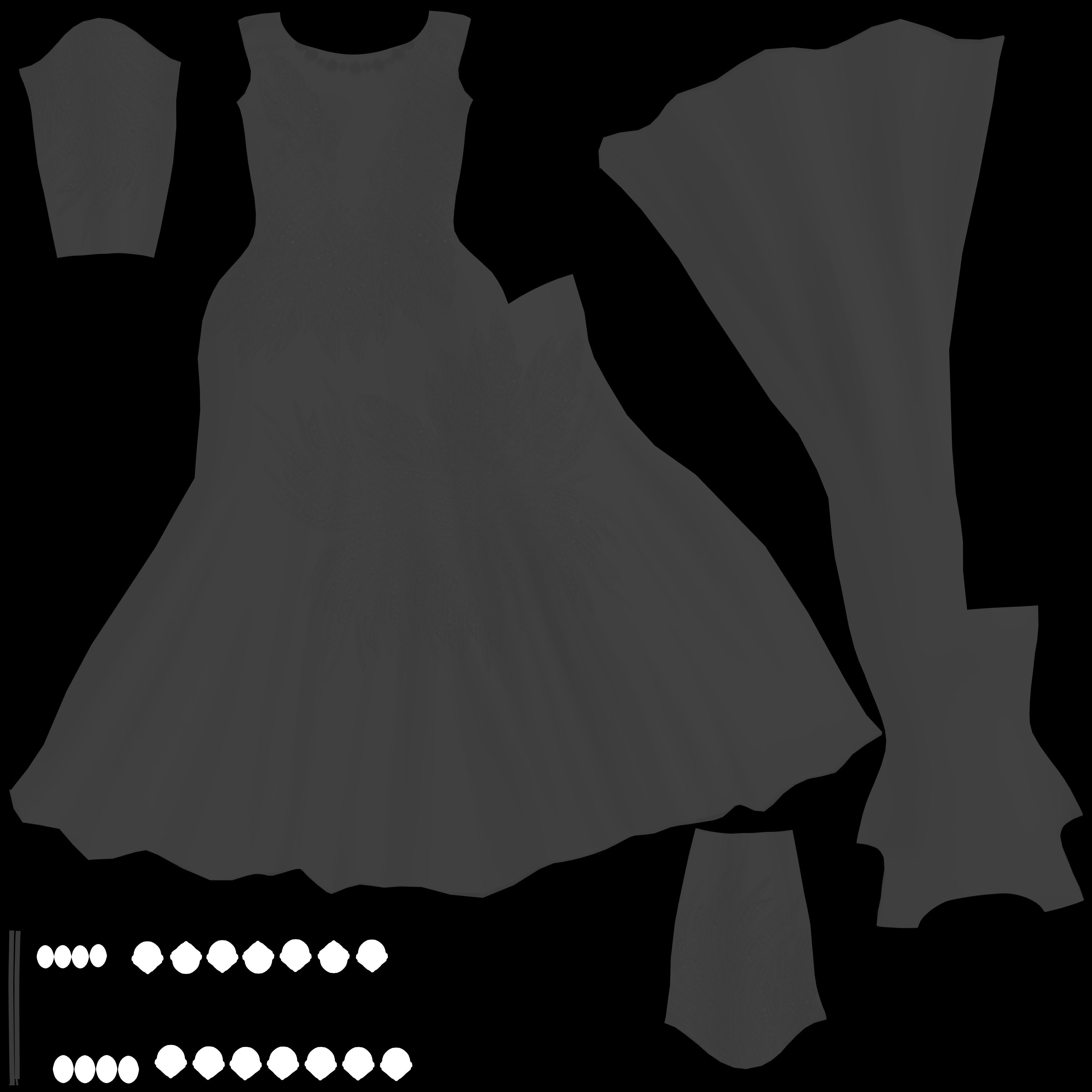 Long Sleeves Evening Dress With Sequin Embroidery With Necklace Low-poly 3D model_11