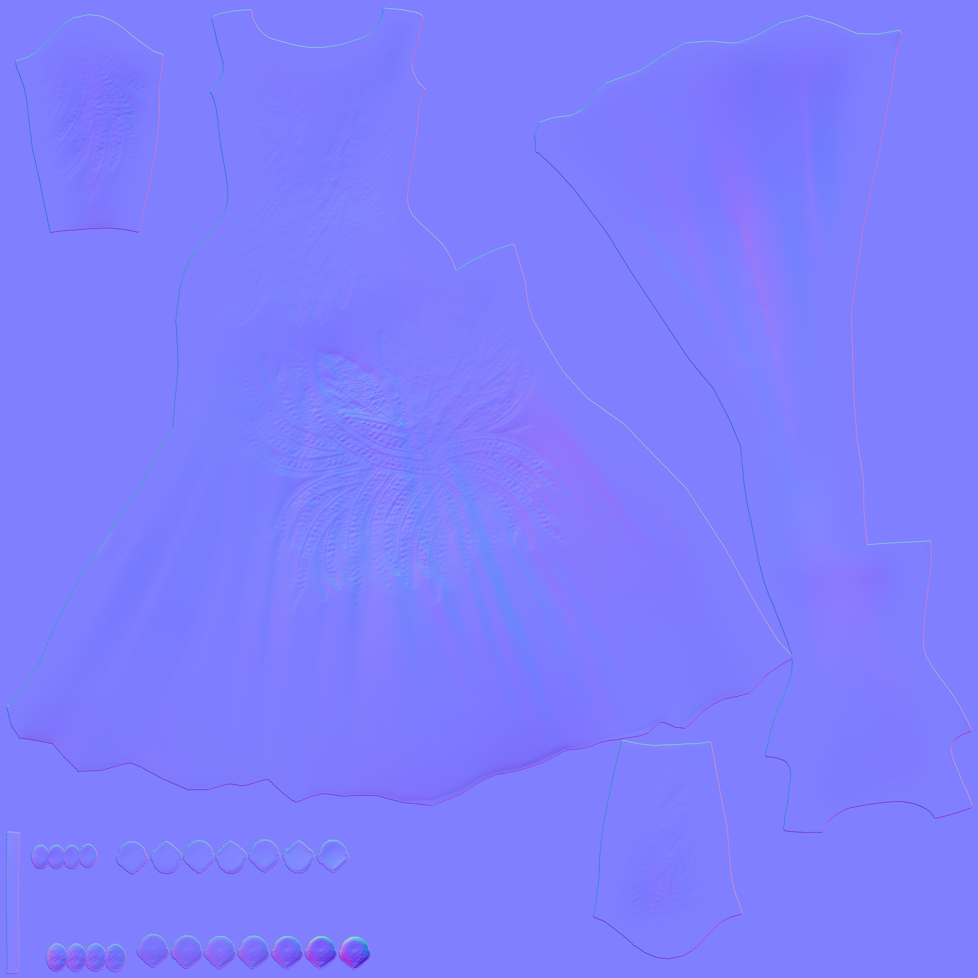 Long Sleeves Evening Dress With Sequin Embroidery With Necklace Low-poly 3D model_10