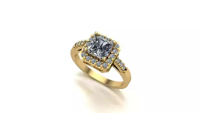 Anel com aro quadrado cravejado