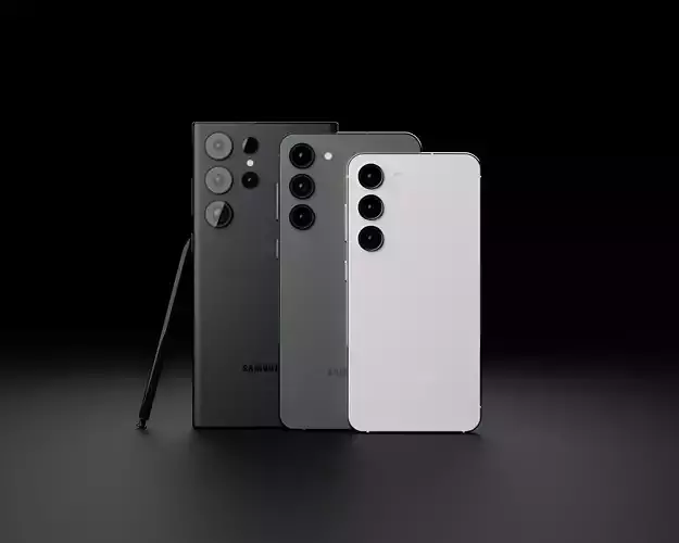 Samsung Galaxy S23 All Models in Official Design 3D Model Collection