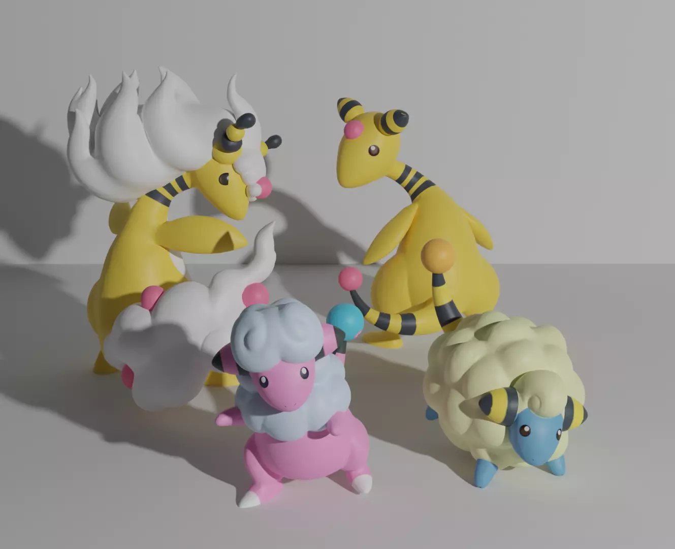Mareep Flaaffy Ampharos and Mega Ampharos 3D print model 3D print model_0