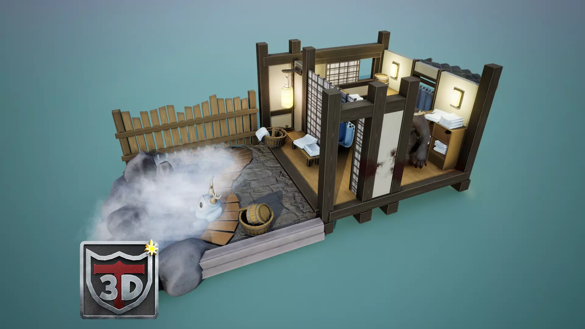 Blender to UE5 Stylized Monster Hot spring  Environment  Game 3D model_0