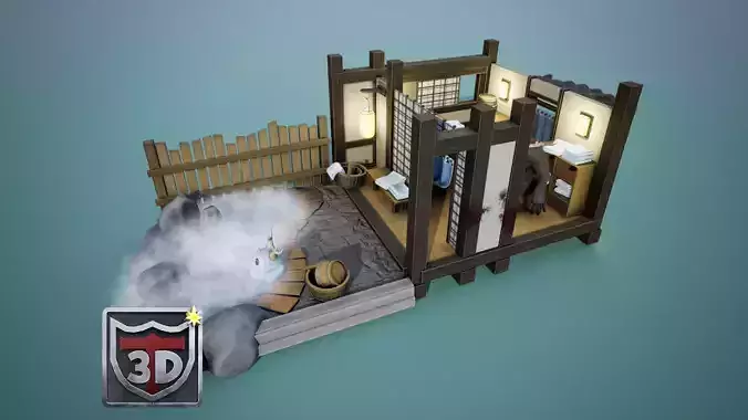 Blender to UE5 Stylized Monster Hot spring  Environment  Game 3D model