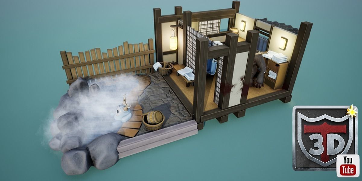 Blender to UE5 Stylized Monster Hot spring  Environment  Game 3D model_2