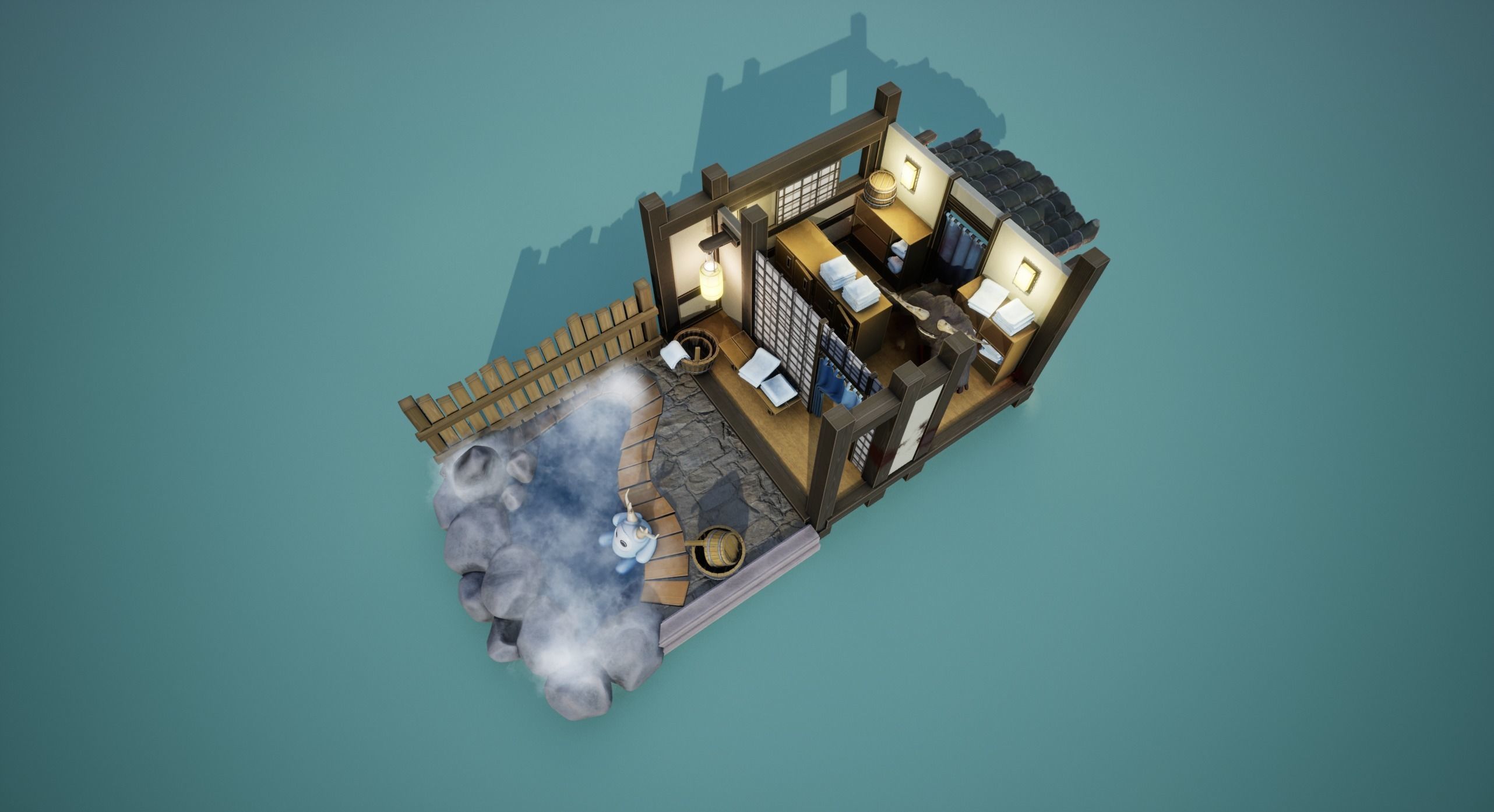 Blender to UE5 Stylized Monster Hot spring  Environment  Game 3D model_5