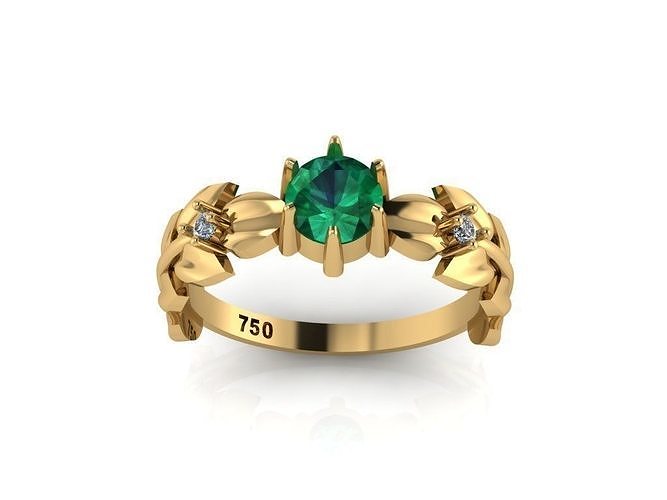 ring with leaves 3D print model