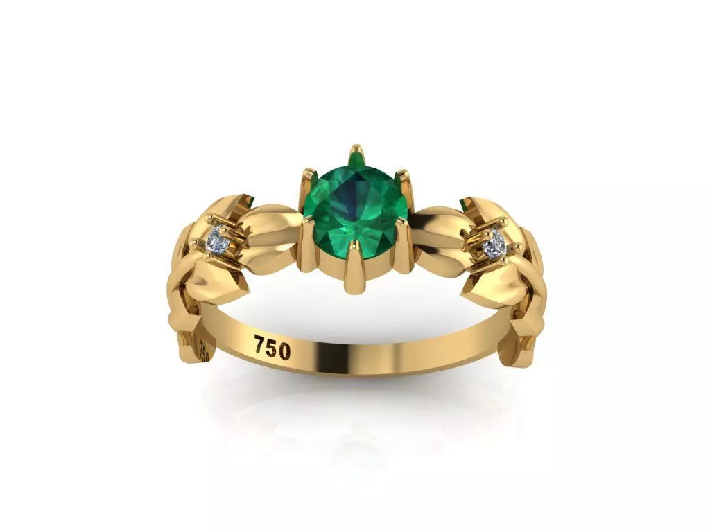 ring with leaves 3D print model