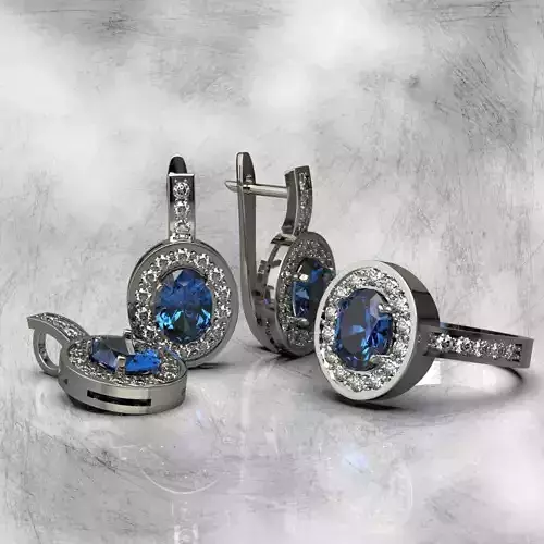 Set with oval stones and diamonds