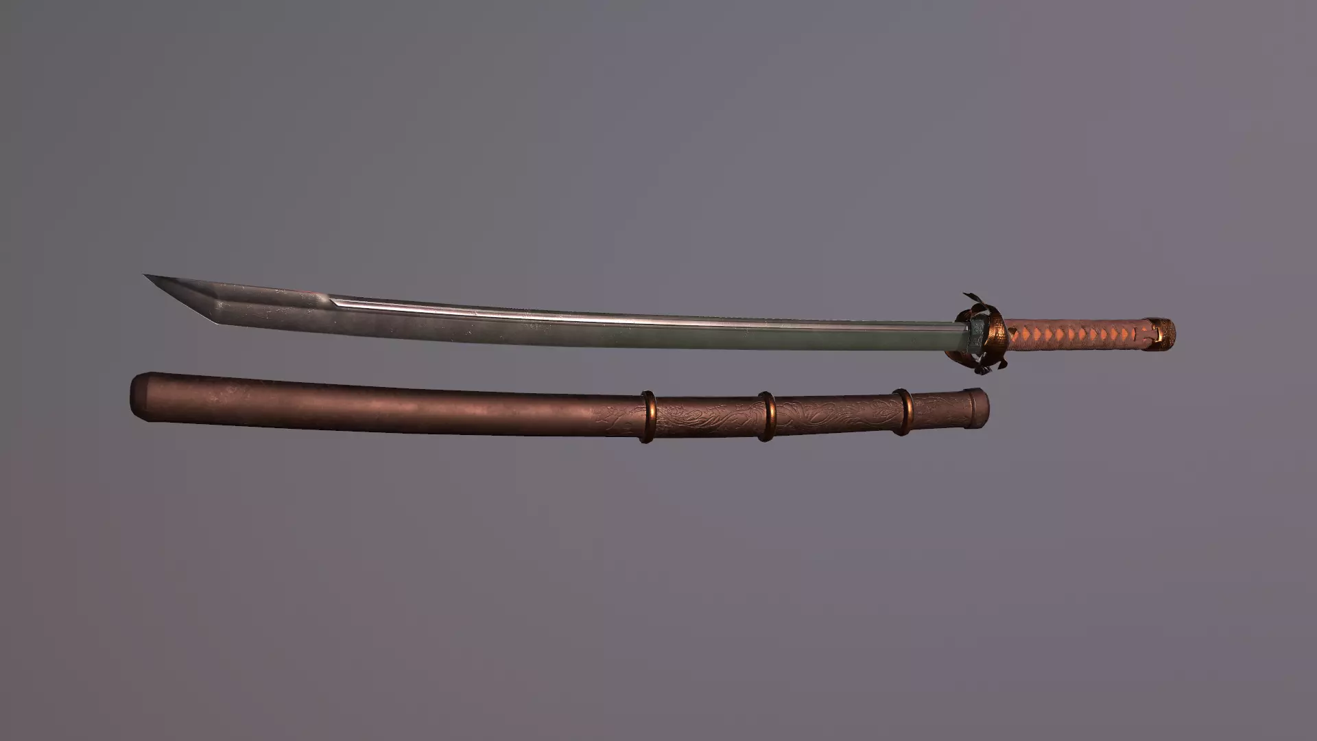 Katana Low-poly 3D model_0