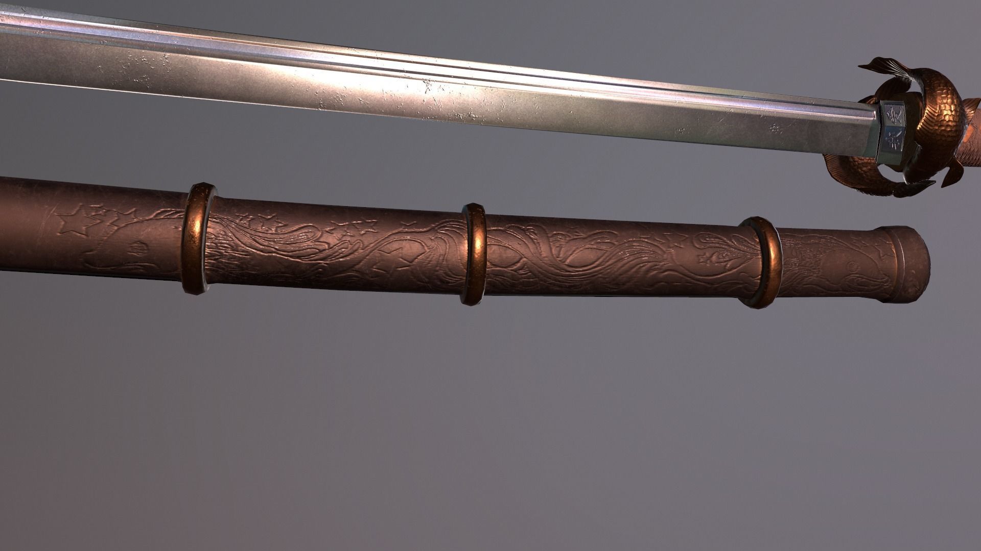 Katana Low-poly 3D model_5