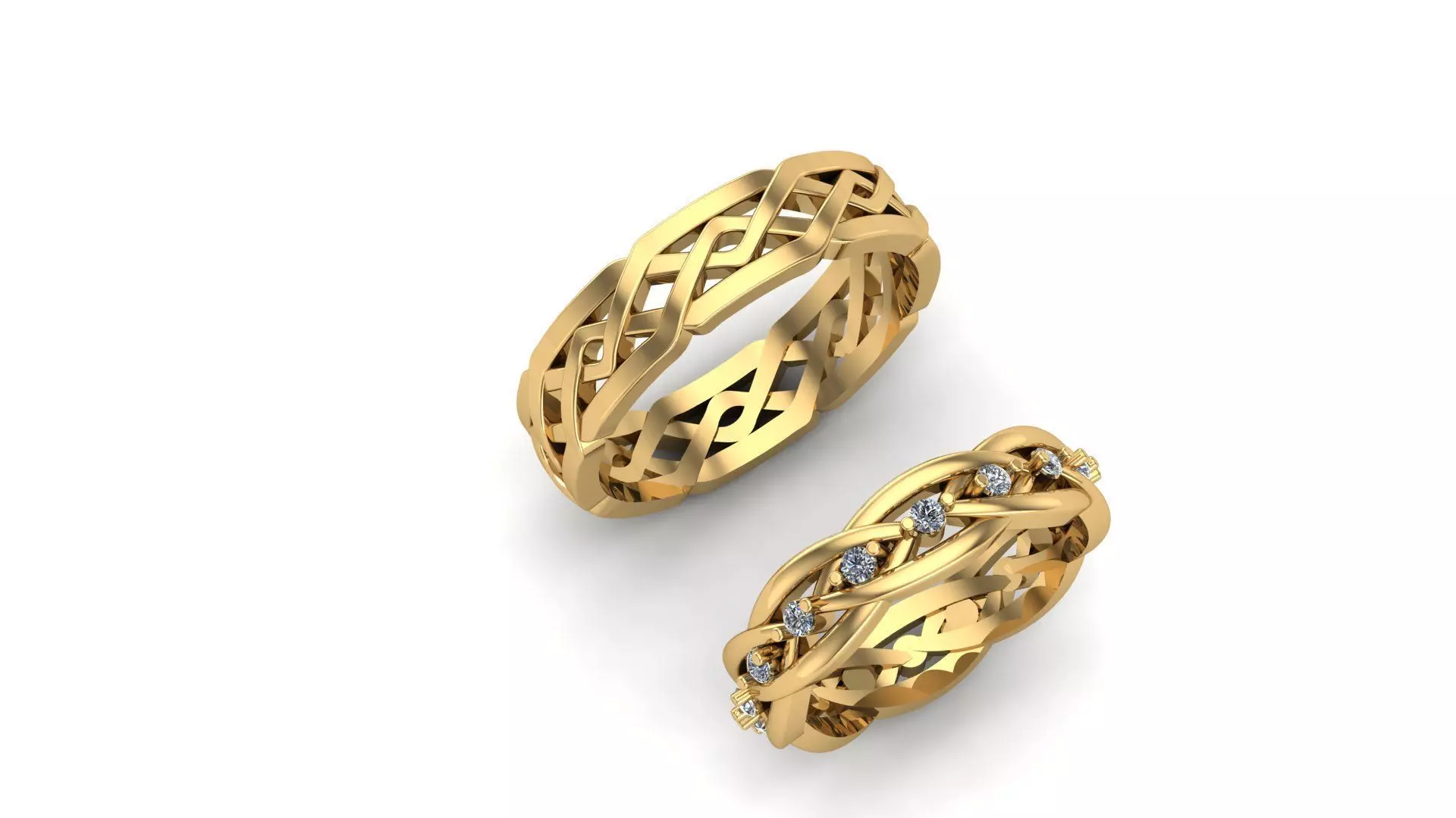 Par de aliancas trancadas 3D print model_0