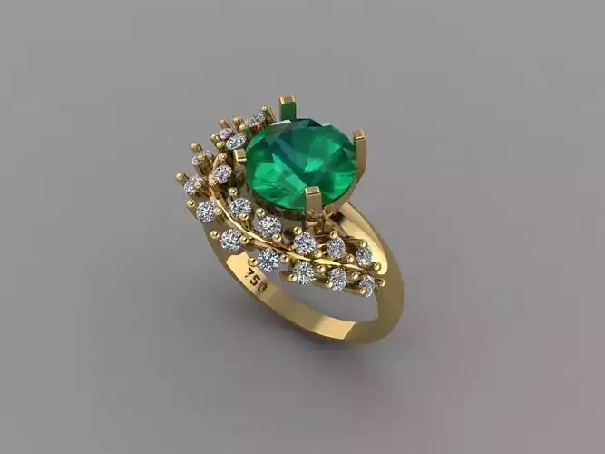 ring with diamond leaves