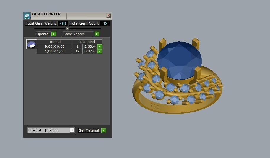 ring with diamond leaves 3D print model_8