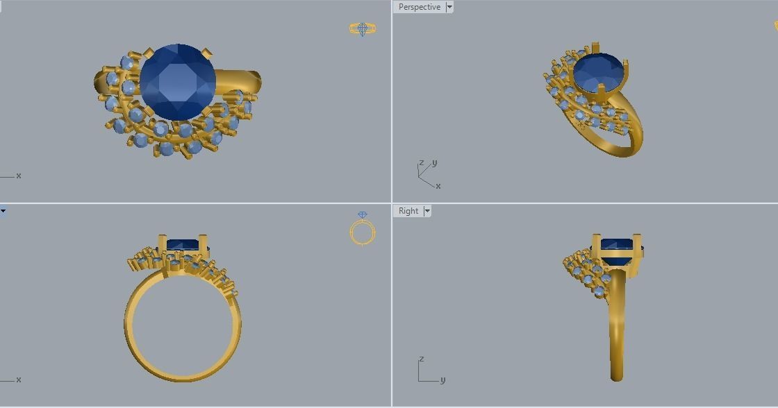 ring with diamond leaves 3D print model_7