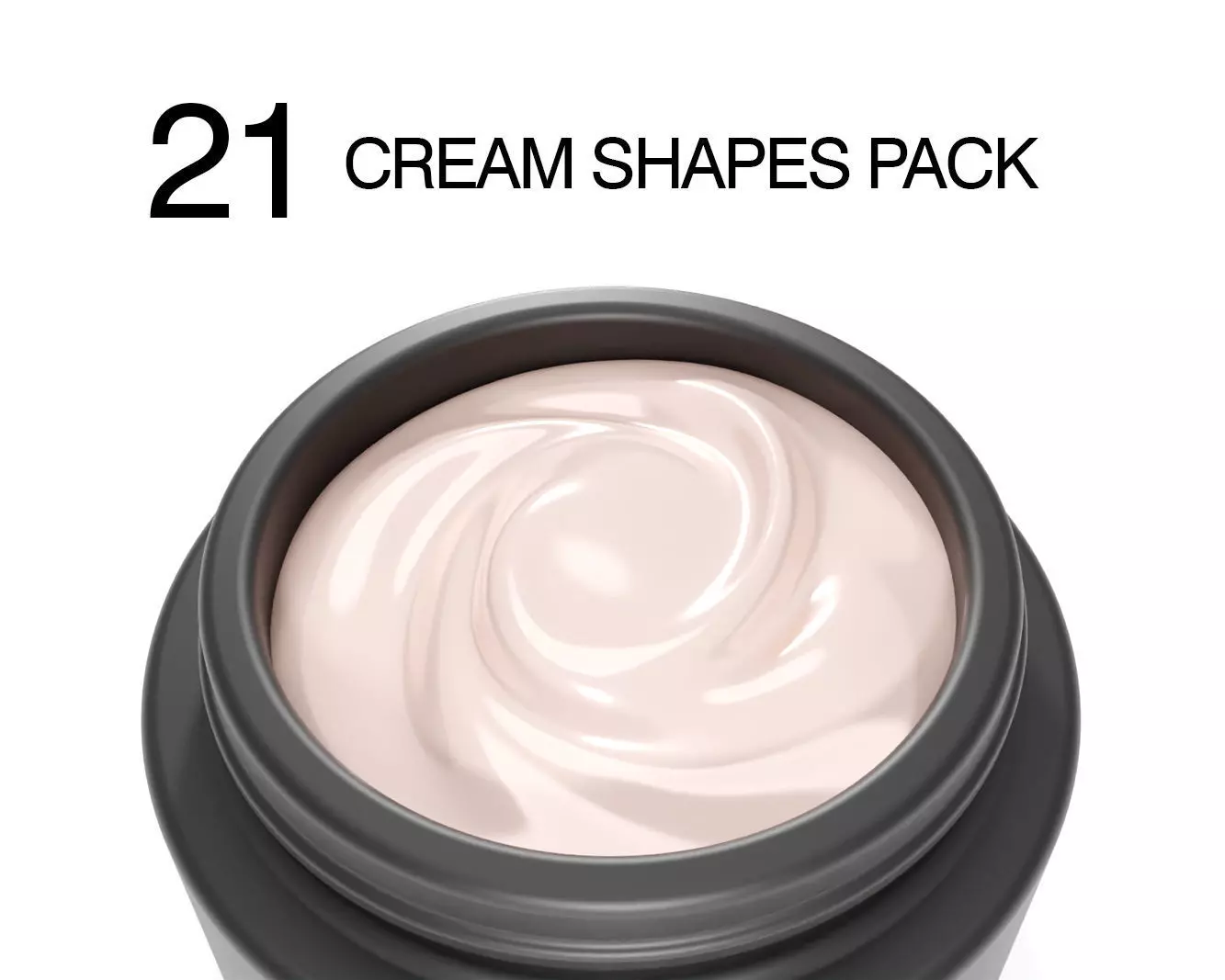 21 Cream Shapes Pack Low-poly 3D model_0