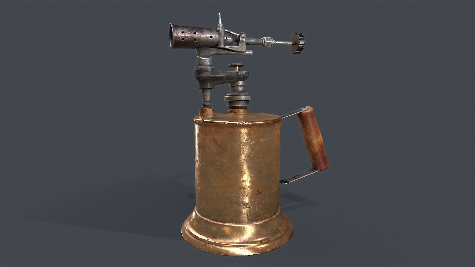 Blowtorch steampunk gas can Low-poly 3D model_3