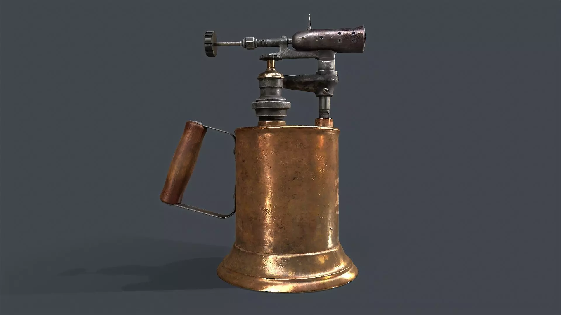 Blowtorch steampunk gas can Low-poly 3D model_0
