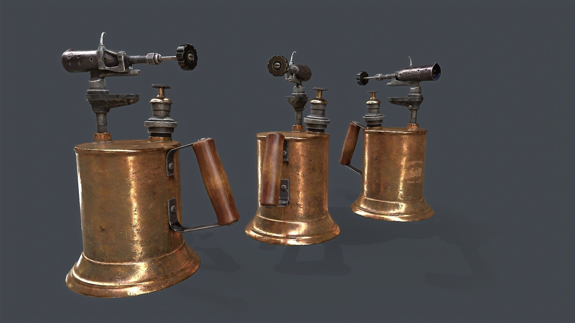 Blowtorch steampunk gas can Low-poly 3D model_9