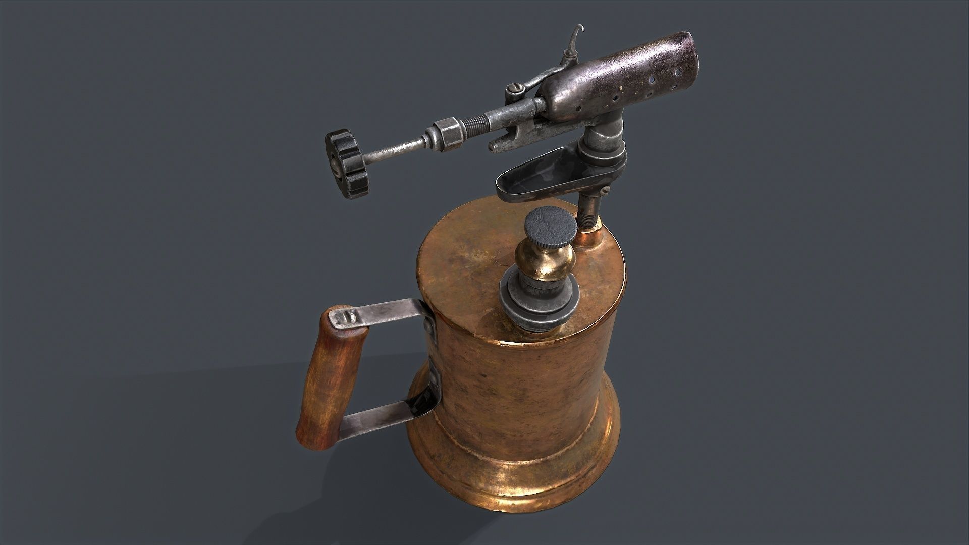 Blowtorch steampunk gas can Low-poly 3D model_1