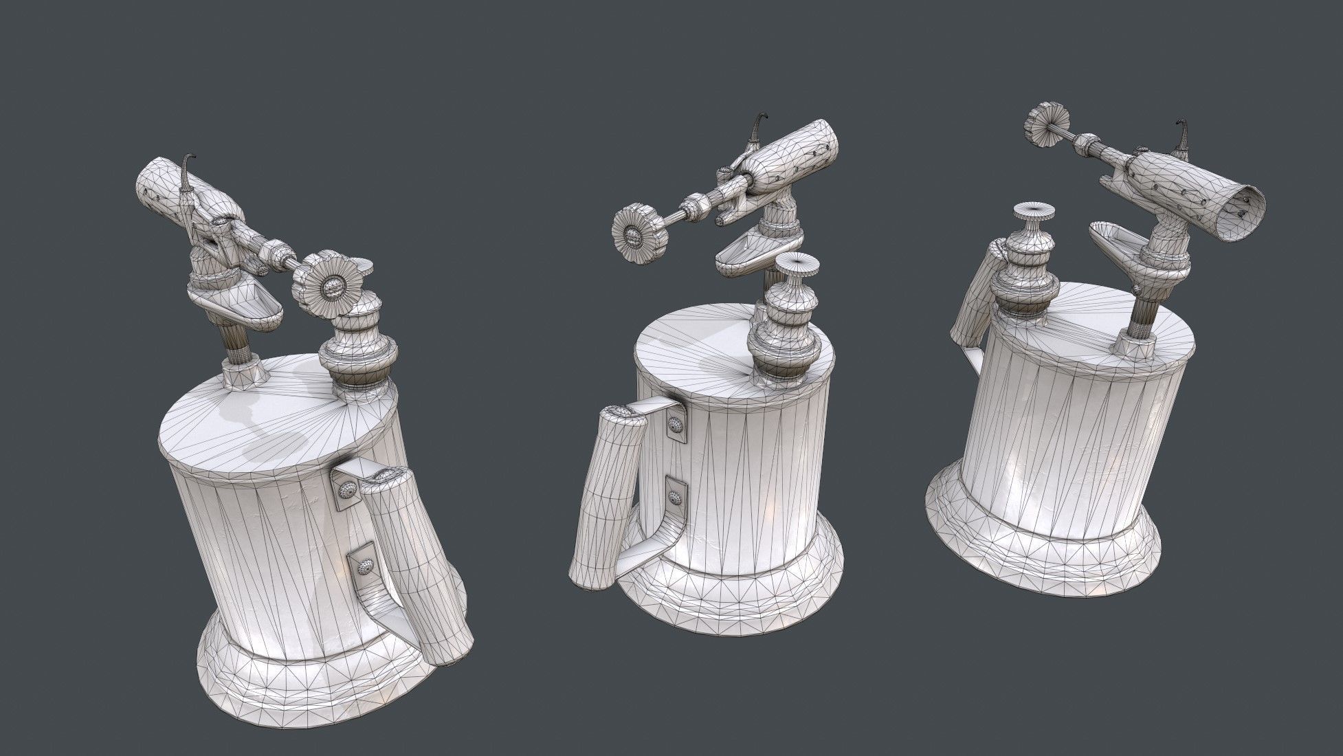 Blowtorch steampunk gas can Low-poly 3D model_12