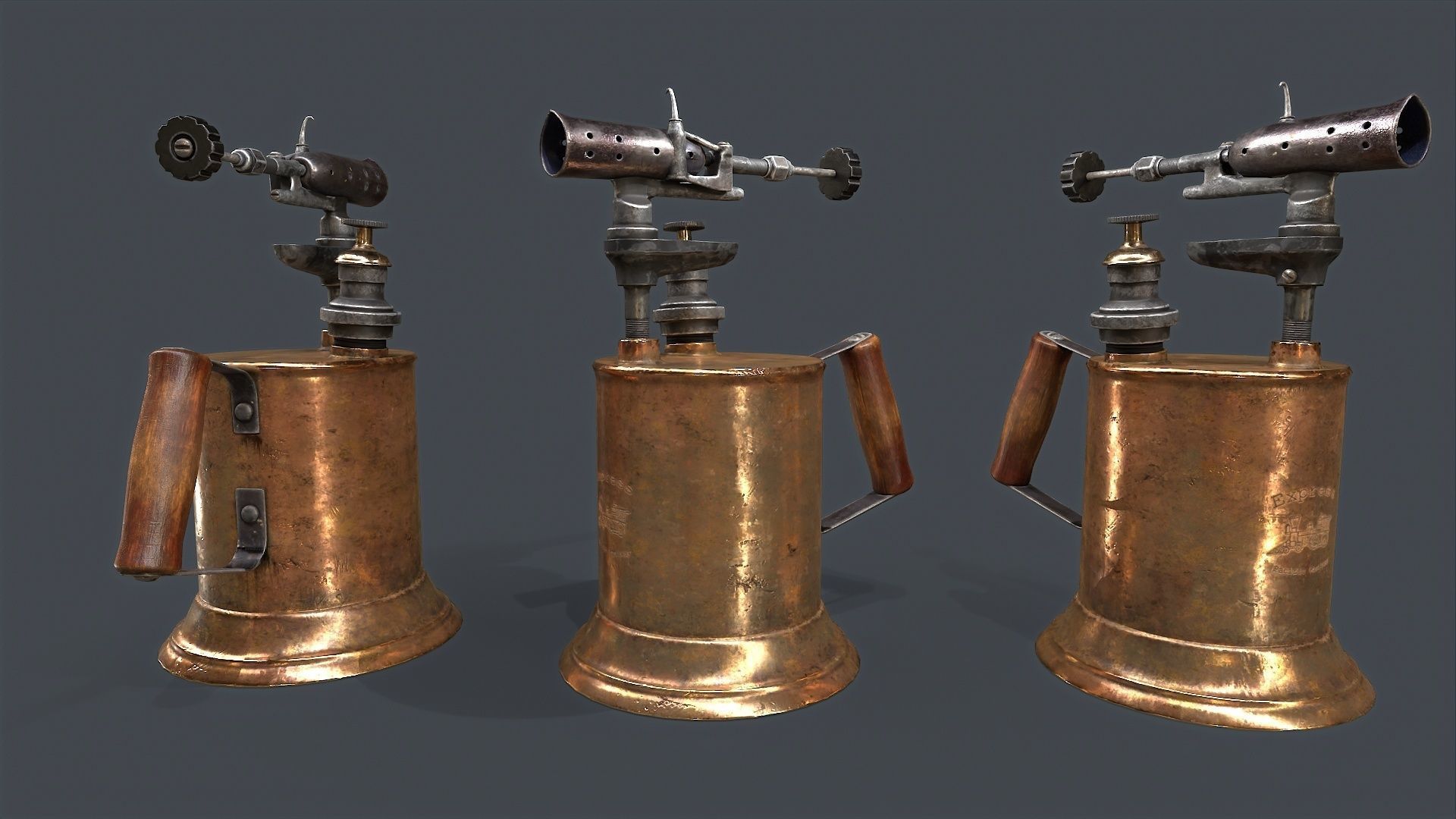 Blowtorch steampunk gas can Low-poly 3D model_6