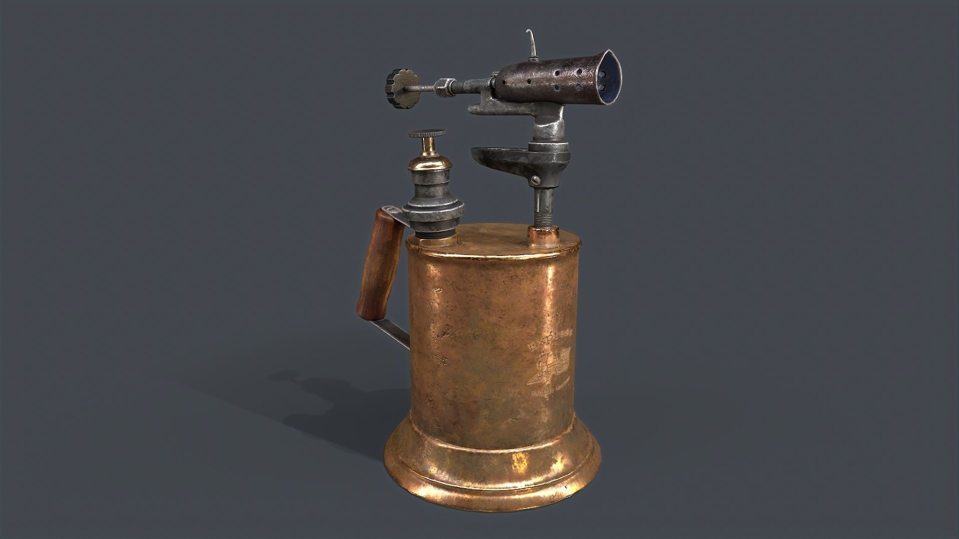 Blowtorch steampunk gas can Low-poly 3D model_10