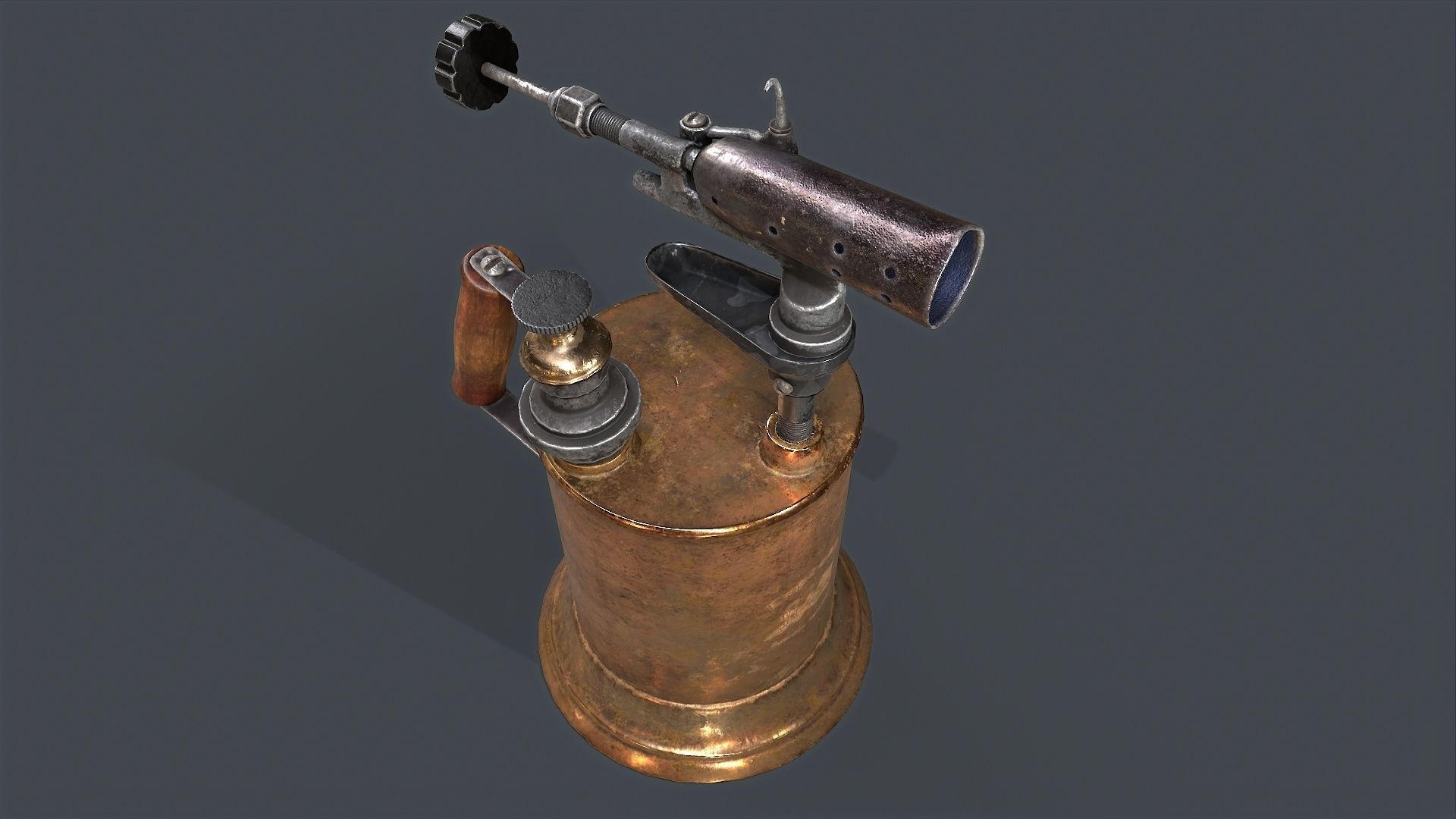 Blowtorch steampunk gas can Low-poly 3D model_2