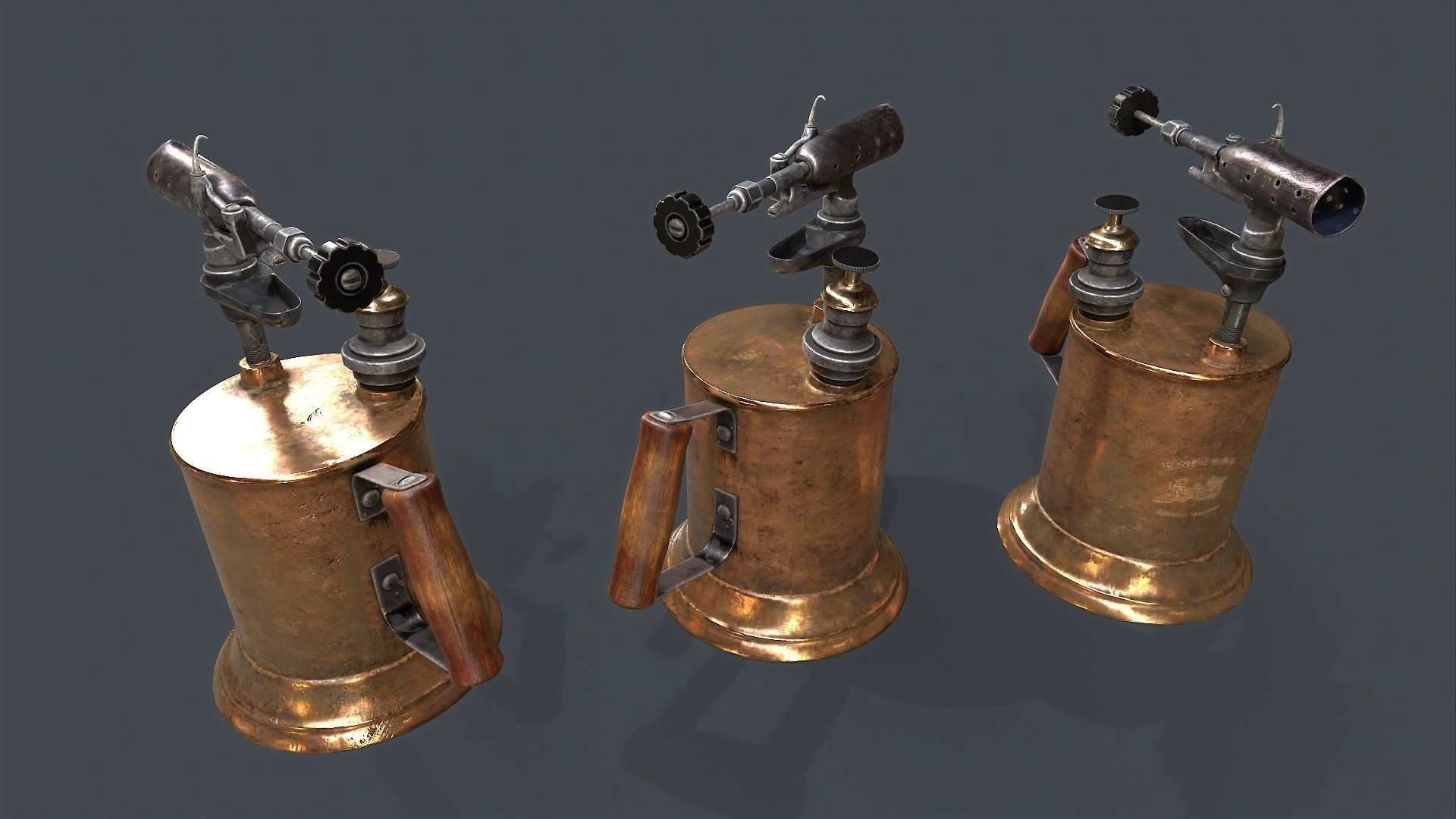 Blowtorch steampunk gas can Low-poly 3D model_7