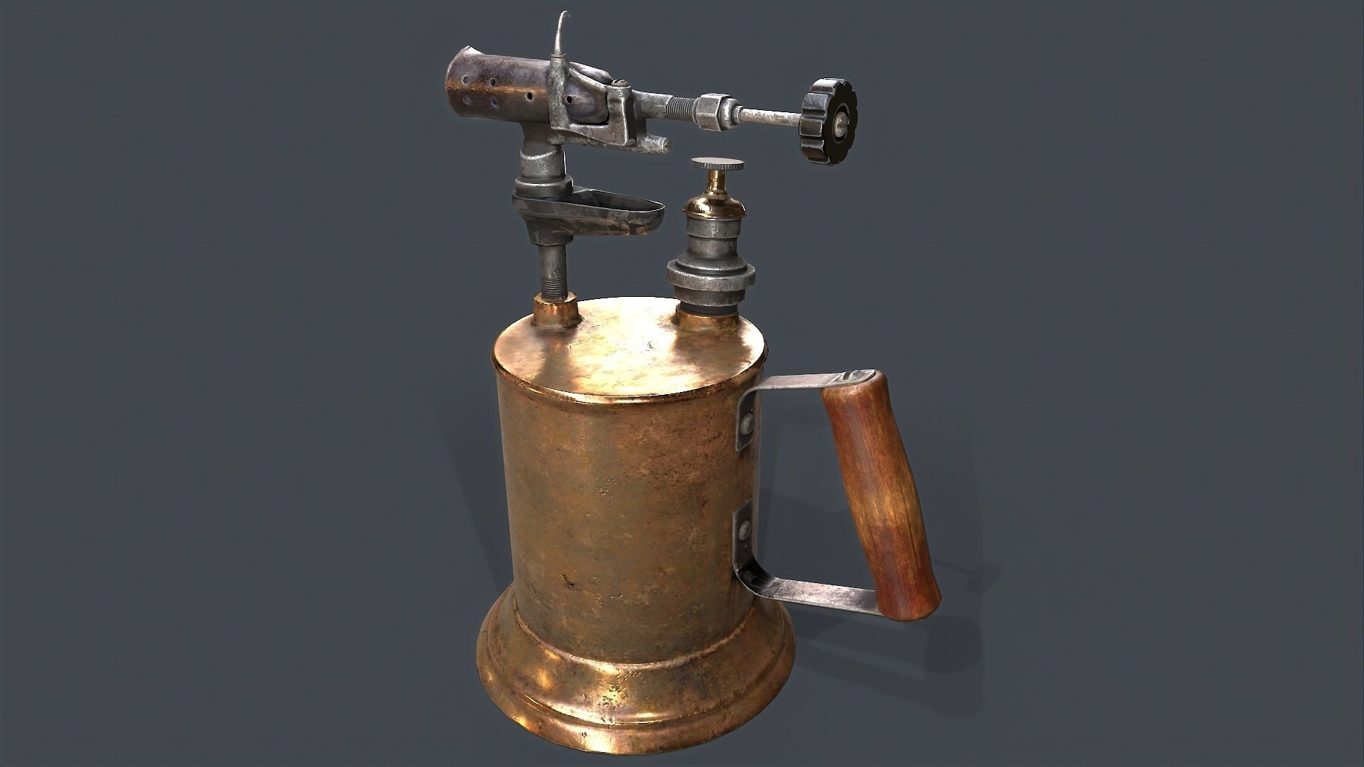 Blowtorch steampunk gas can Low-poly 3D model_4