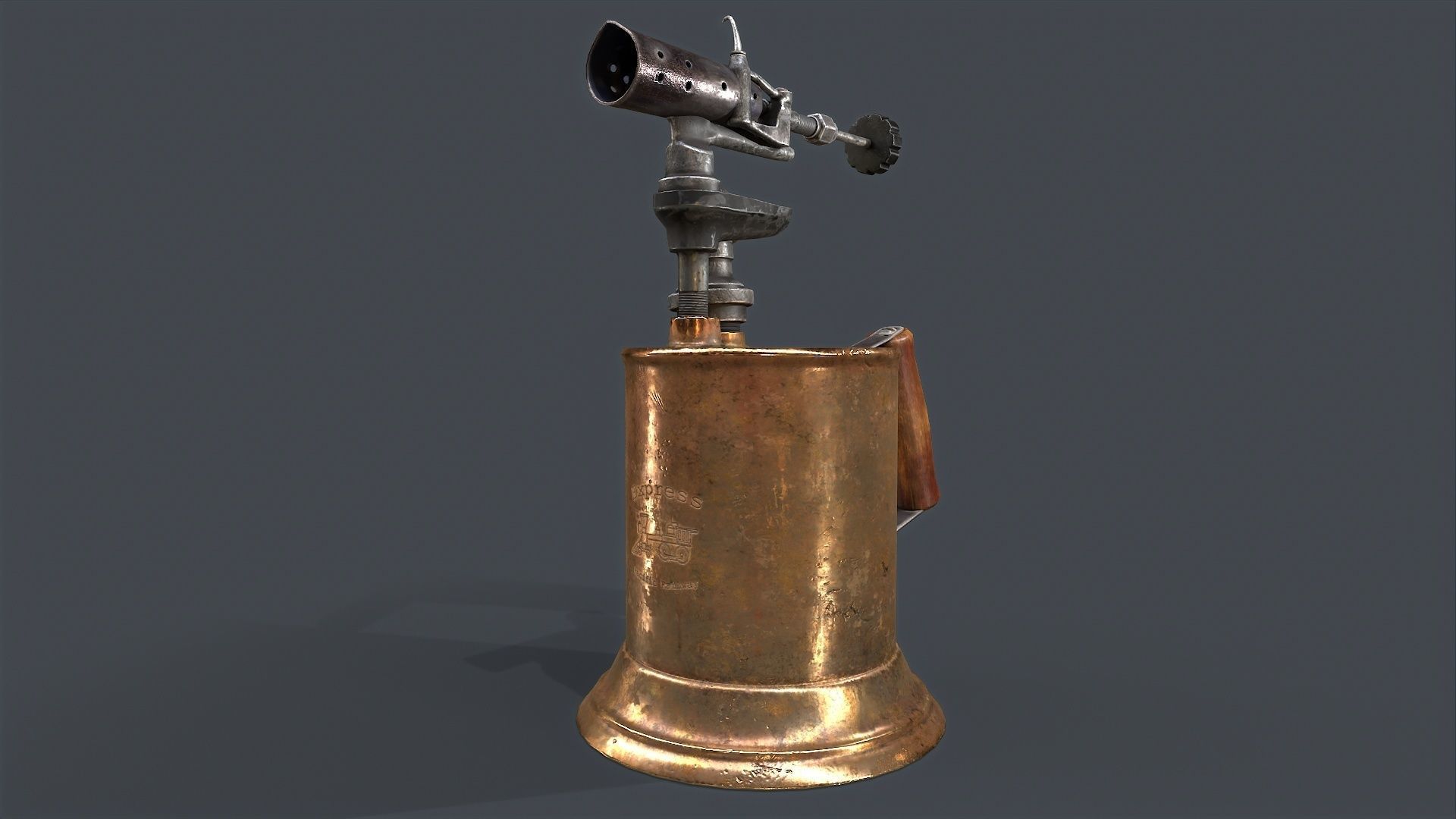 Blowtorch steampunk gas can Low-poly 3D model_5