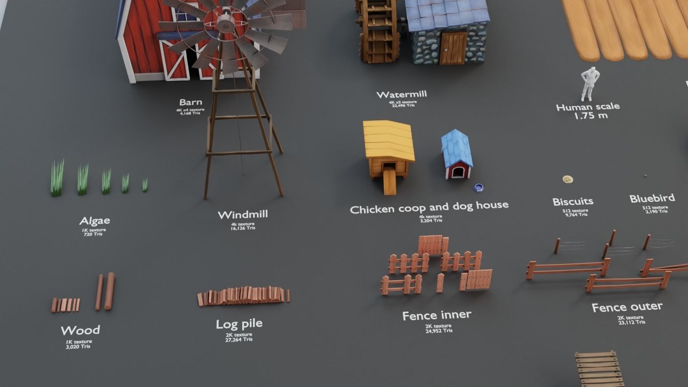 Farm prop pack - stylized Low-poly 3D model_15