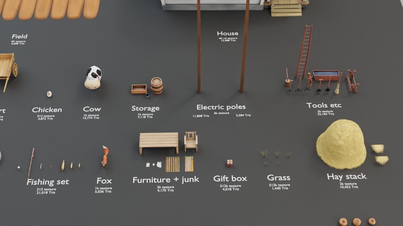 Farm prop pack - stylized Low-poly 3D model_13