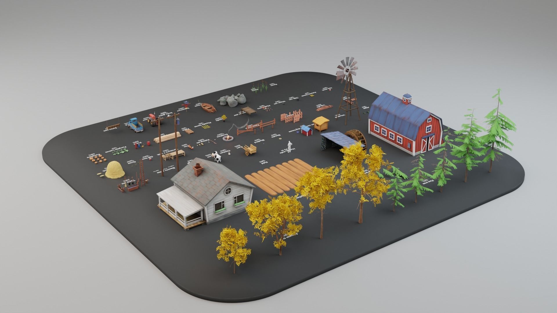 Farm prop pack - stylized Low-poly 3D model_3