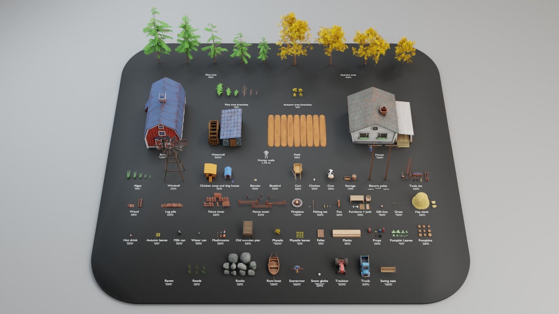 Farm prop pack - stylized Low-poly 3D model_4