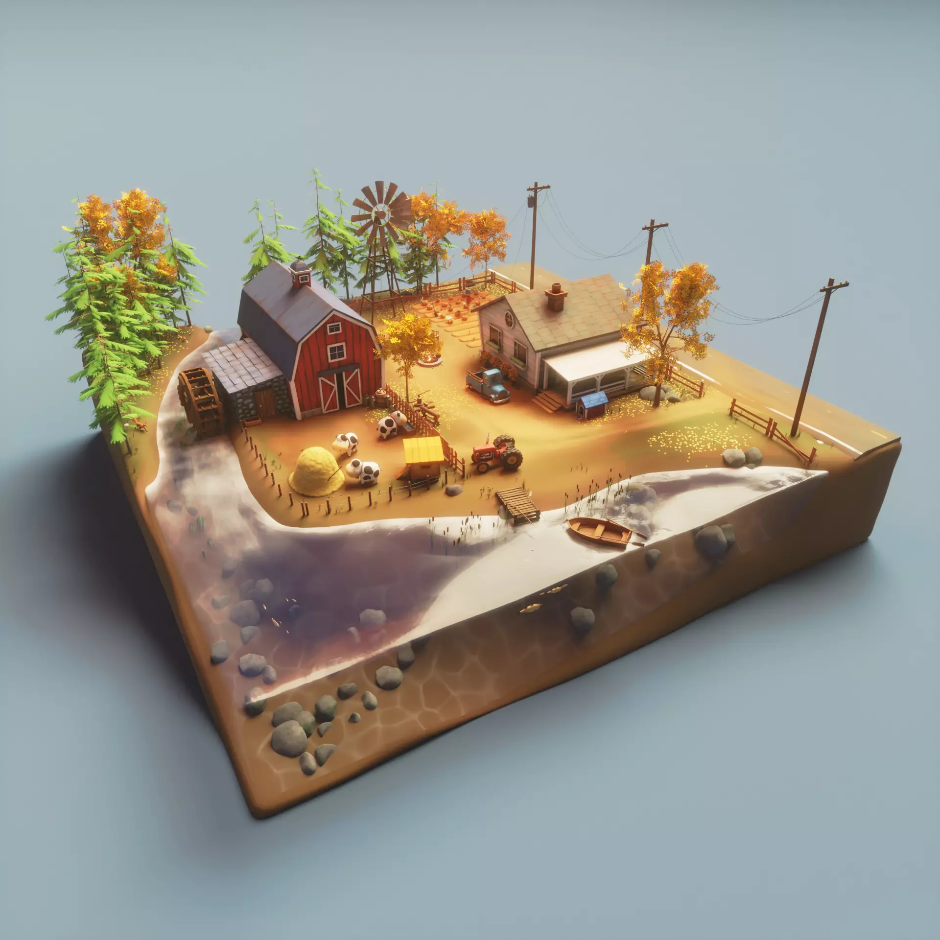 Farm prop pack - stylized Low-poly 3D model_0