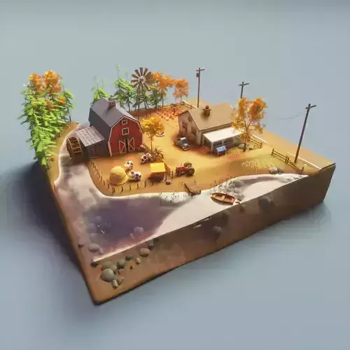 Farm prop pack - stylized Low-poly 3D model