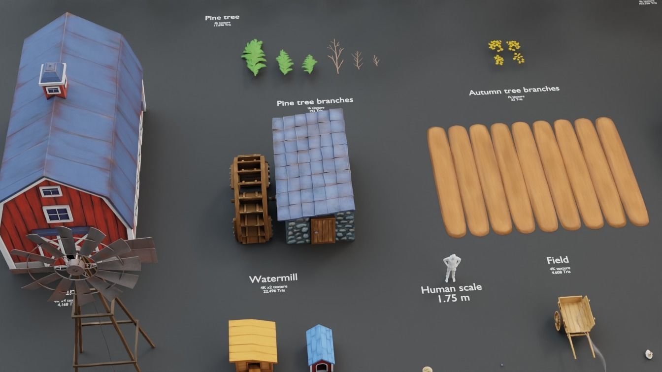 Farm prop pack - stylized Low-poly 3D model_16