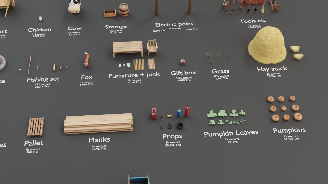 Farm prop pack - stylized Low-poly 3D model_12