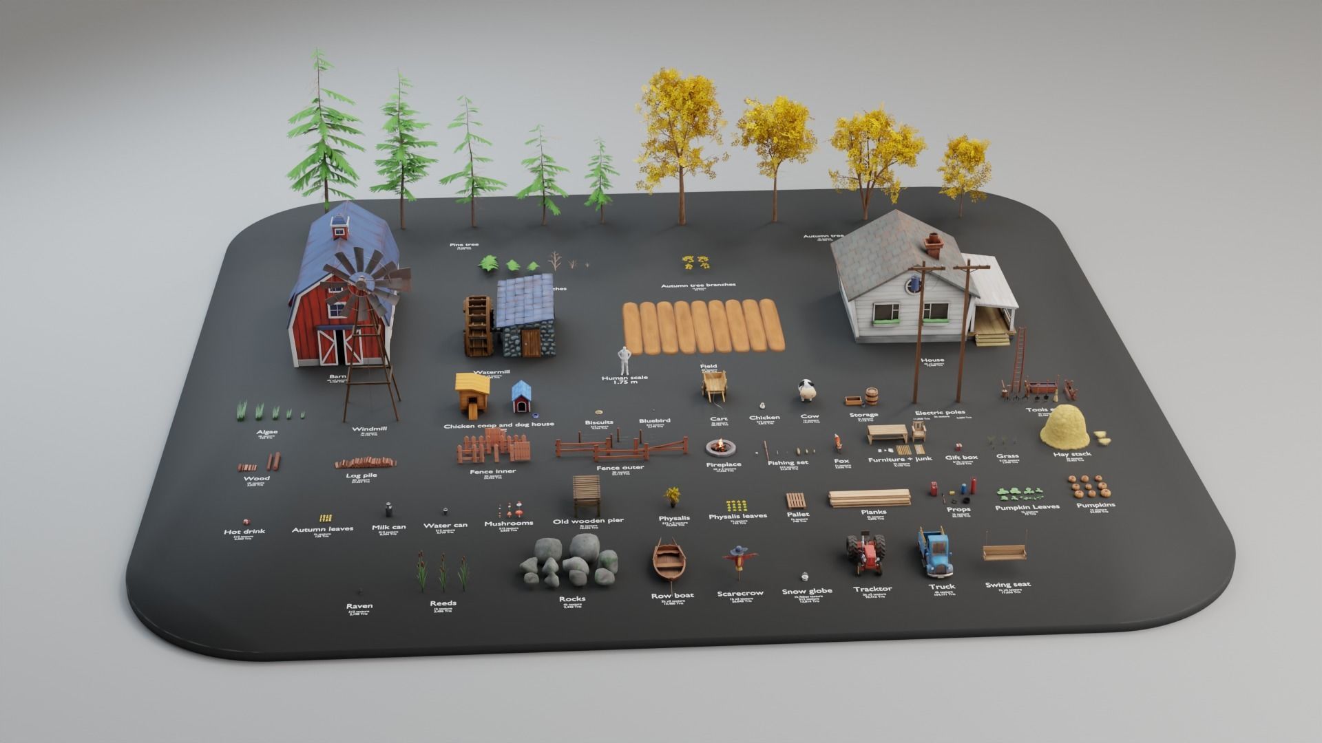 Farm prop pack - stylized Low-poly 3D model_2